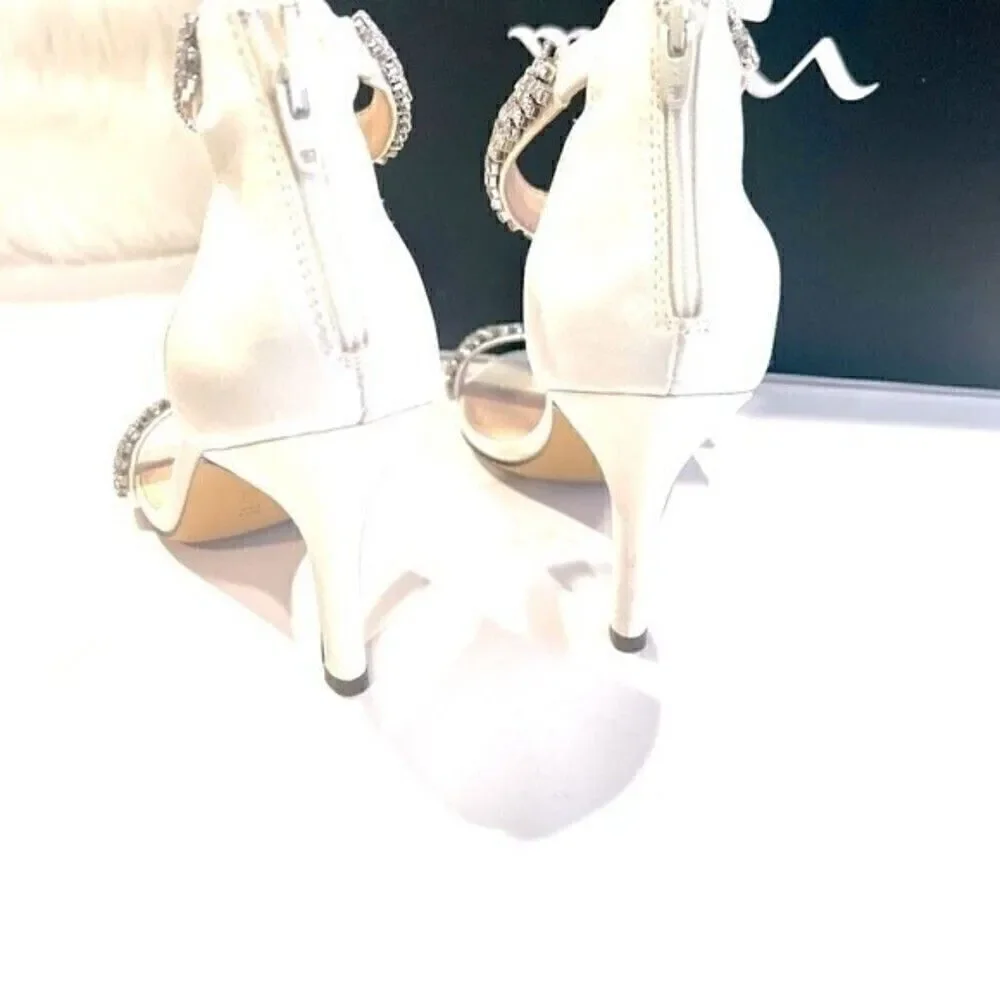 NINA Women's Ivory Vauna Ankle Strap Sandal $108.95 Rows of crystals shoes